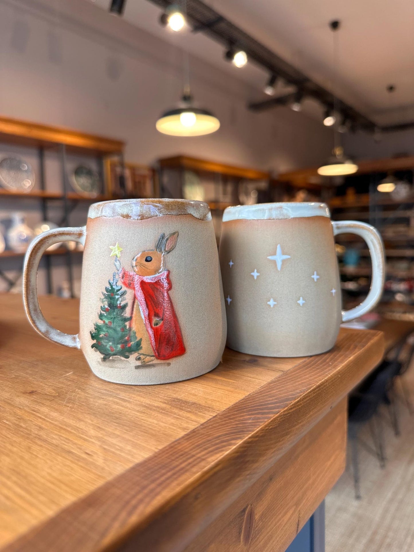 Stoneware Mug – Christmas Rabbit and Tree