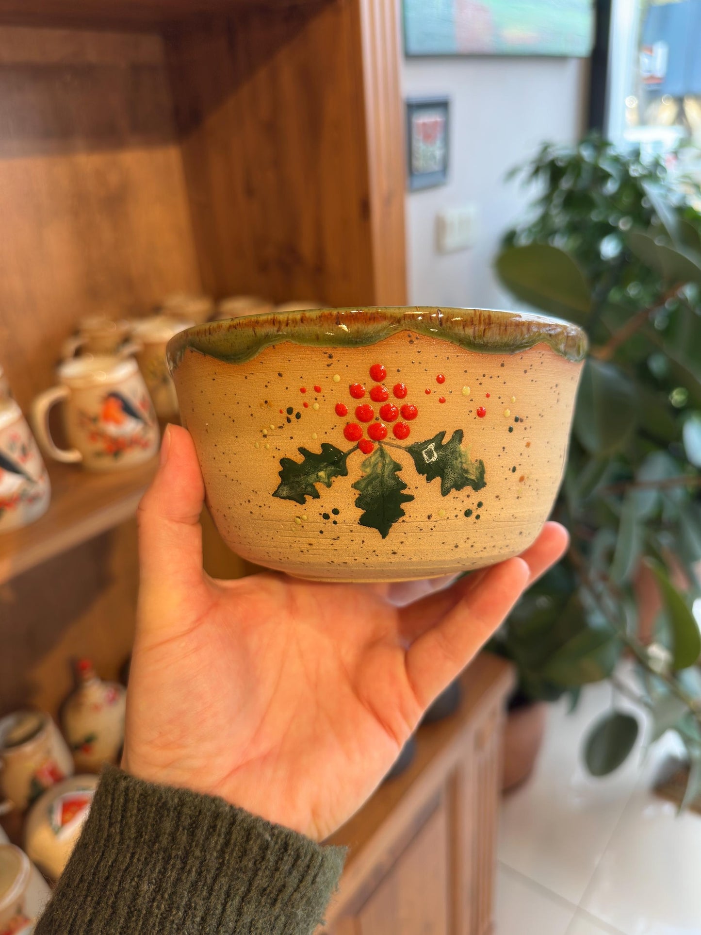 Stoneware Bowl – Red Toadstool Mushroom