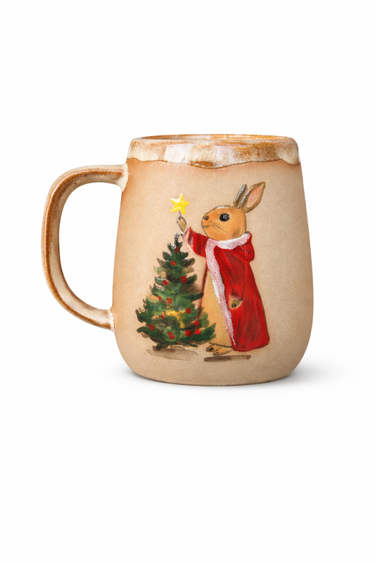 Stoneware Mug – Christmas Rabbit and Tree
