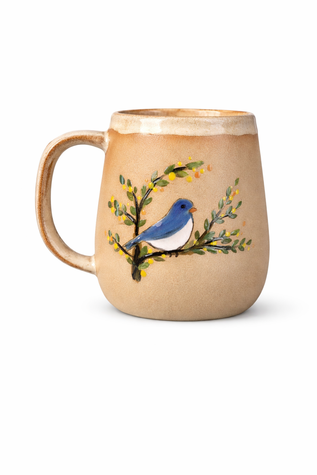 Stoneware Mug – Blue Bird on Botanical Branch