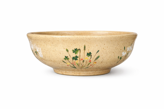 Hand-Painted Stoneware Bowl – Wildflower and Clover Design