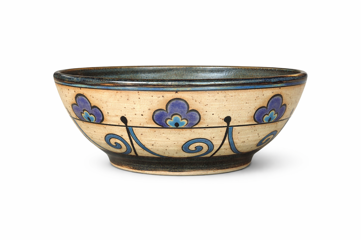 Stoneware Bowl – Blue Floral Rosette