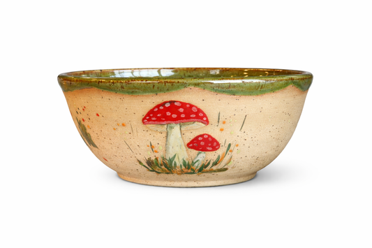 Stoneware Bowl – Red Toadstool Mushroom