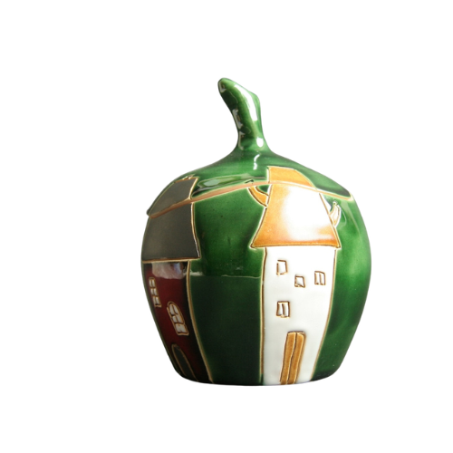 Hand-Painted Ceramic House Jar Set