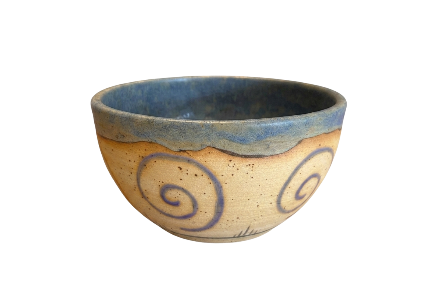 Stoneware Bowl – Blue Spiral Design