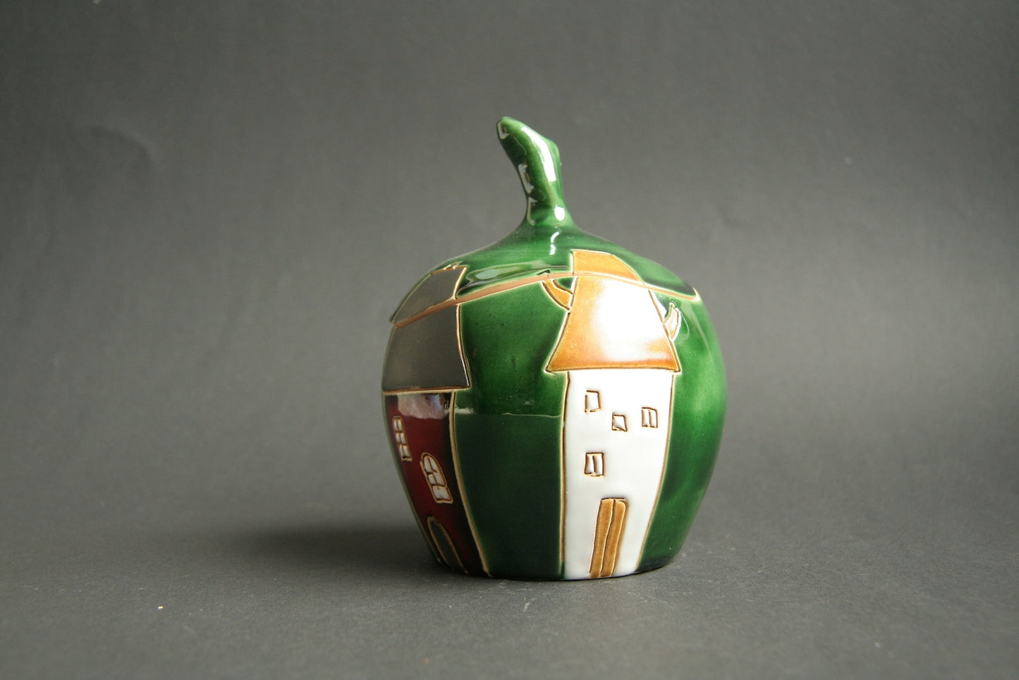 Hand-Painted Ceramic House Jar Set