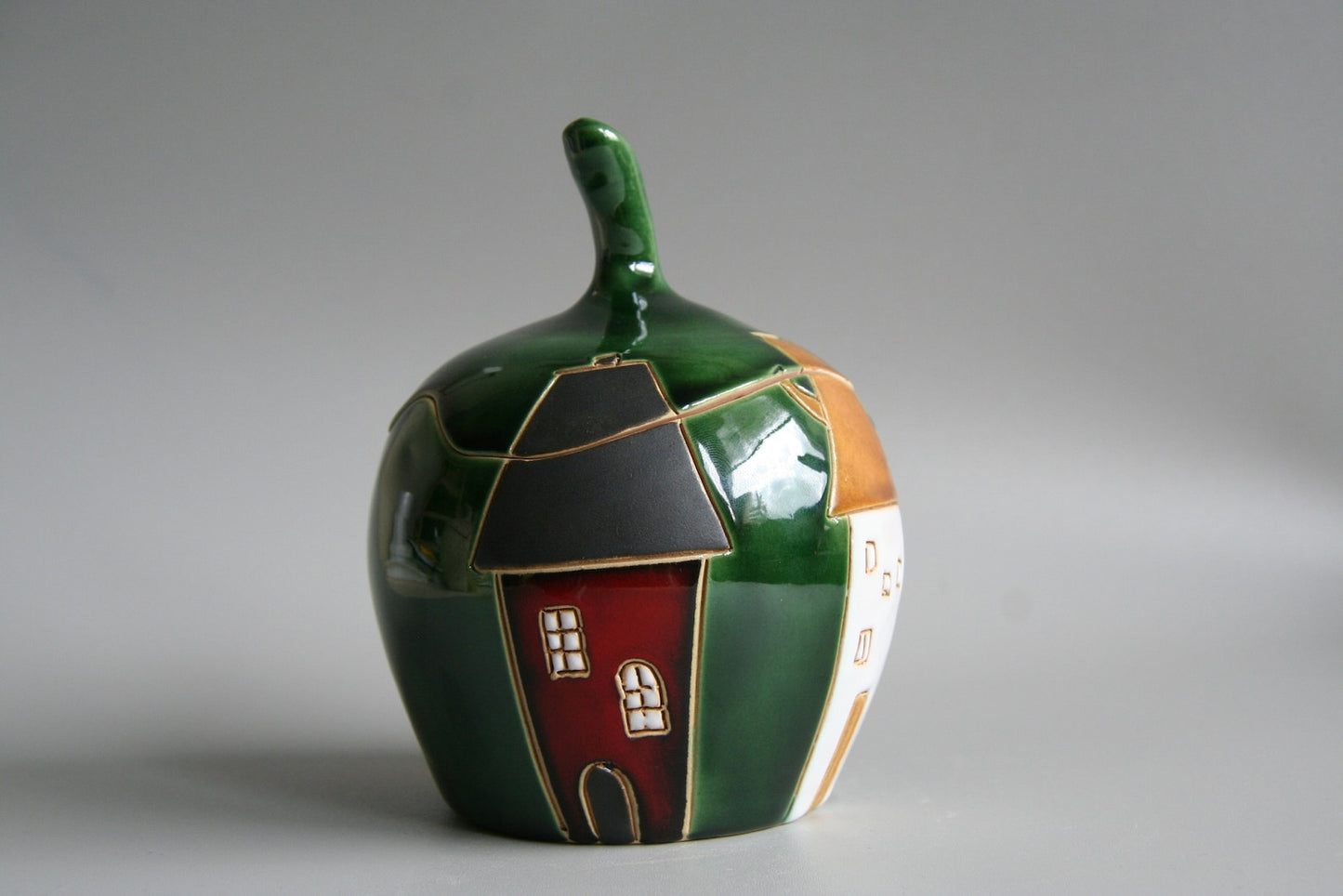 Hand-Painted Ceramic House Jar Set
