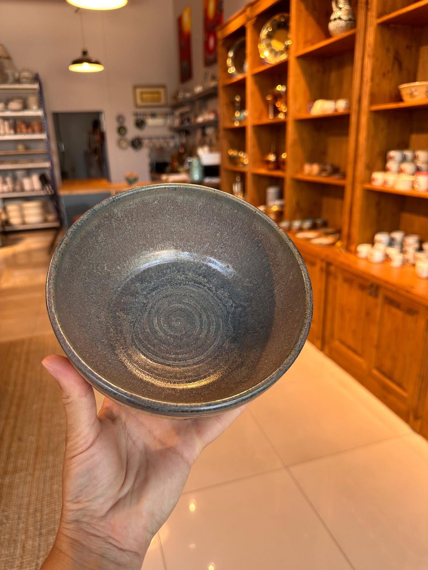 Stoneware Bowl – Blue Floral Rosette