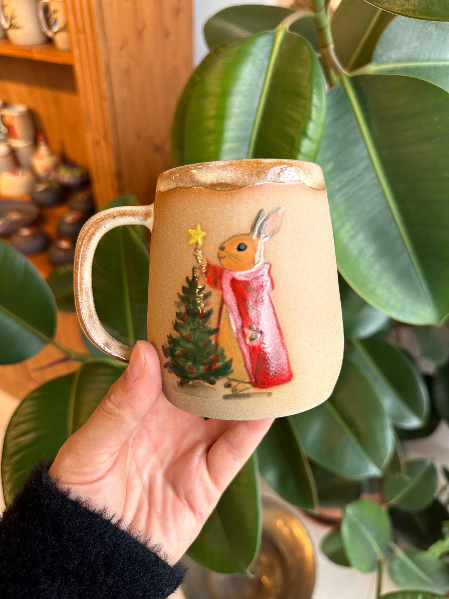 Stoneware Mug – Christmas Rabbit and Tree