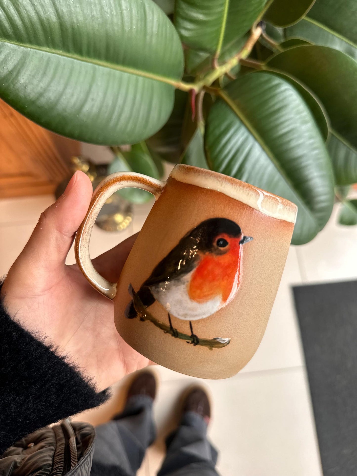 Stoneware Mug – Robin on Bare Branch