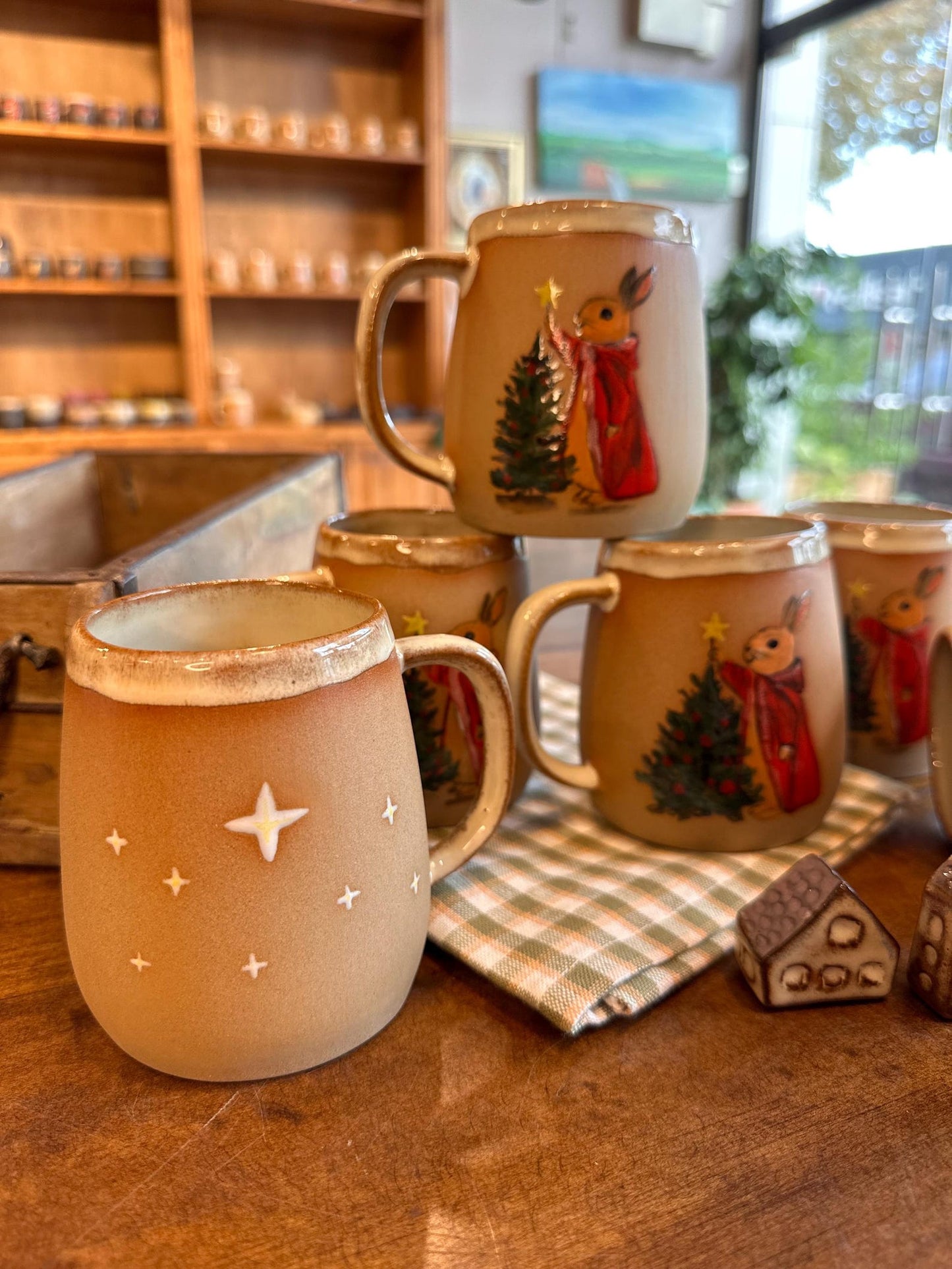 Stoneware Mug – Christmas Rabbit and Tree