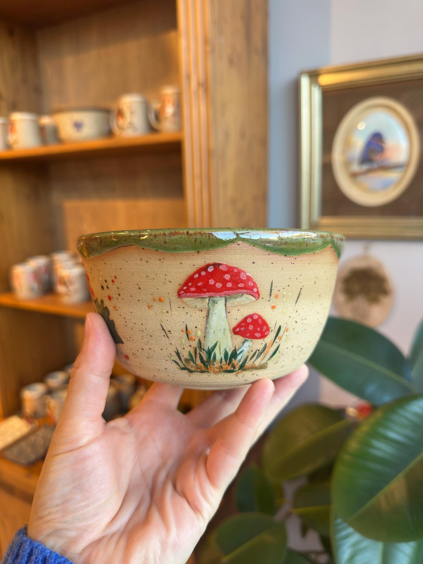 Stoneware Bowl – Red Toadstool Mushroom