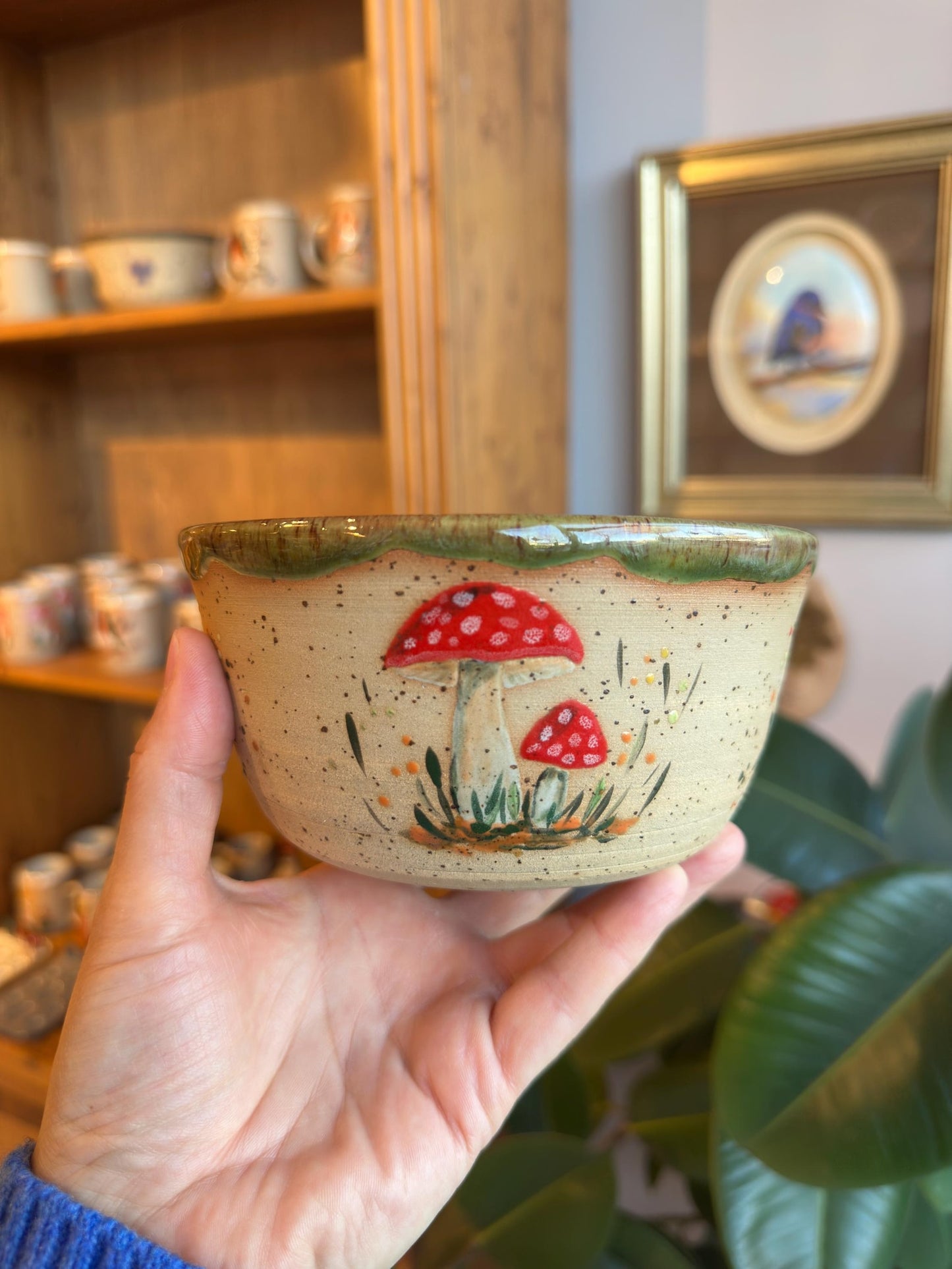 Stoneware Bowl – Red Toadstool Mushroom