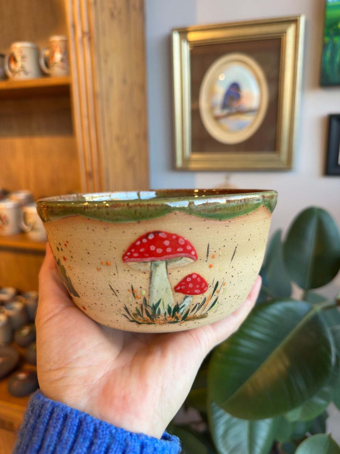 Stoneware Bowl – Red Toadstool Mushroom