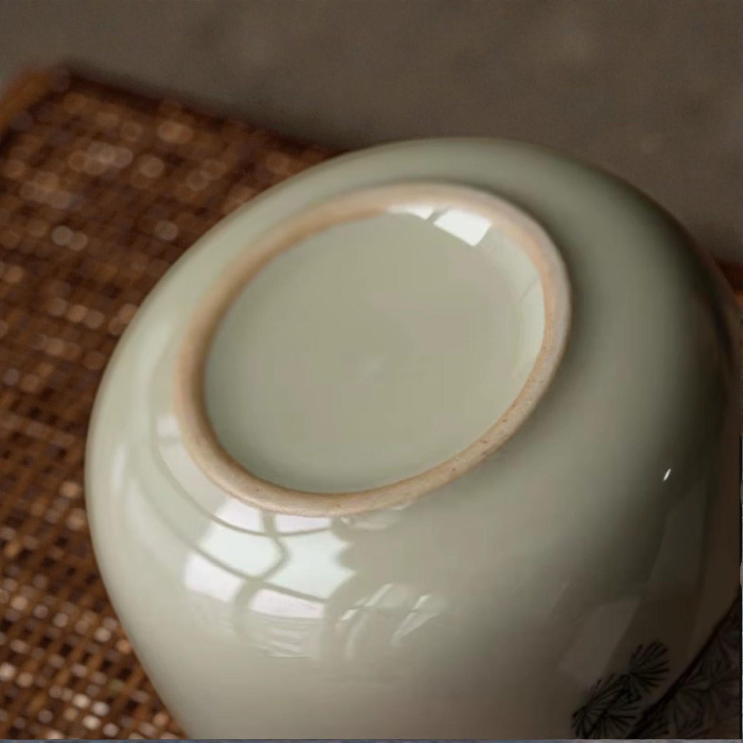 Hand-Painted Ceramic Storage Jar  Orchid Design
