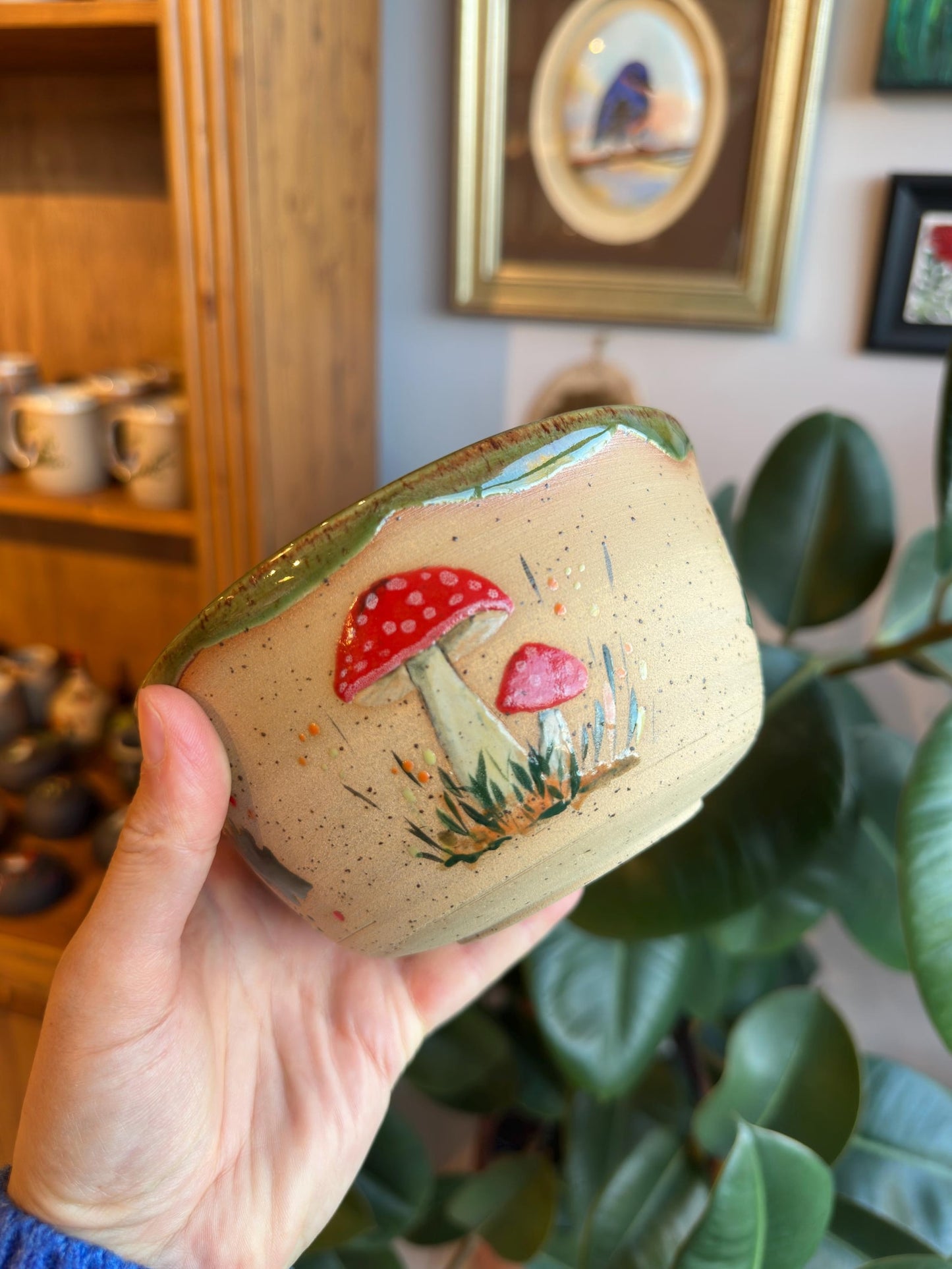 Stoneware Bowl – Red Toadstool Mushroom