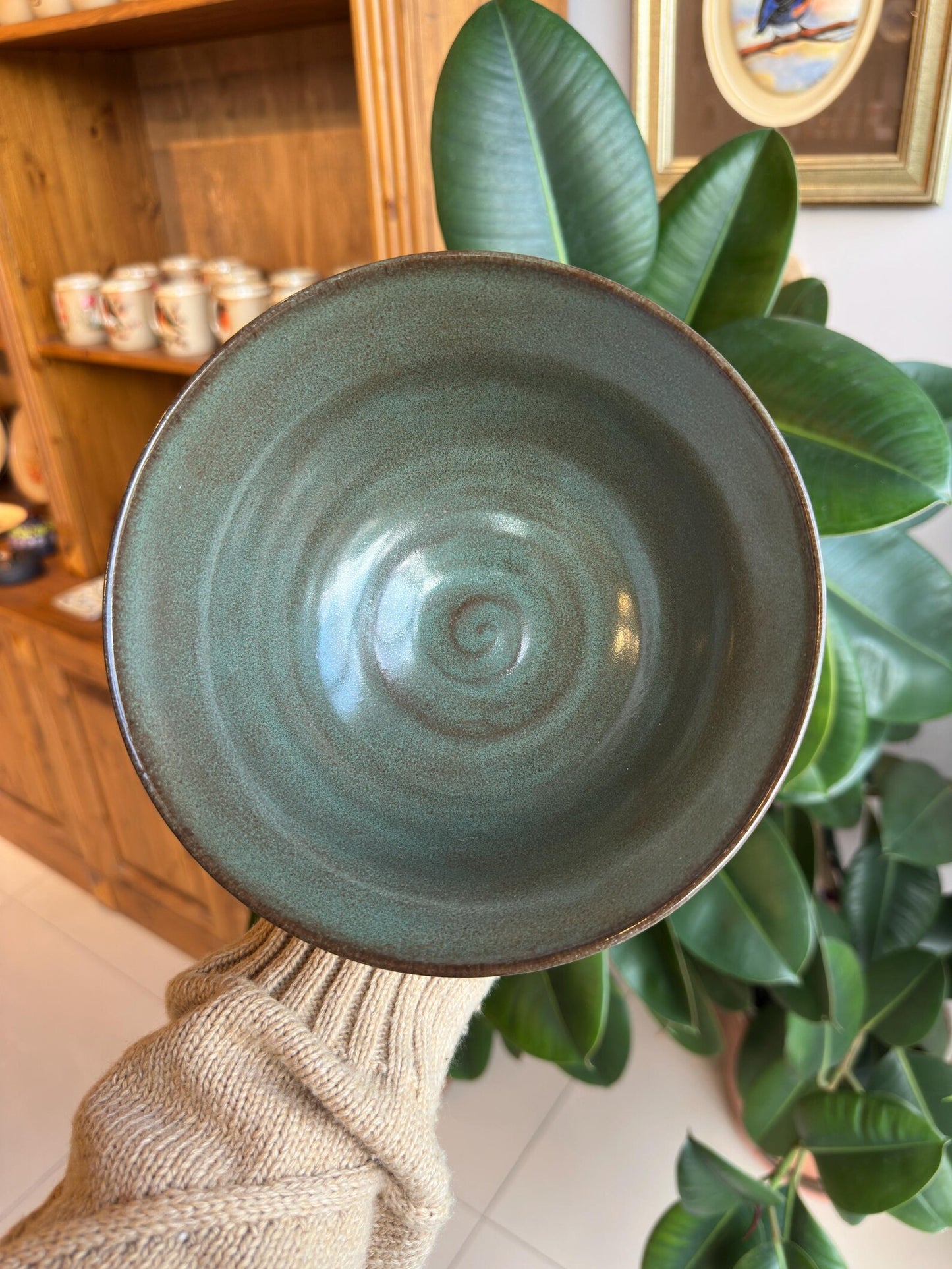 Stoneware Bowl – Blue Pansy and Berry Sprig
